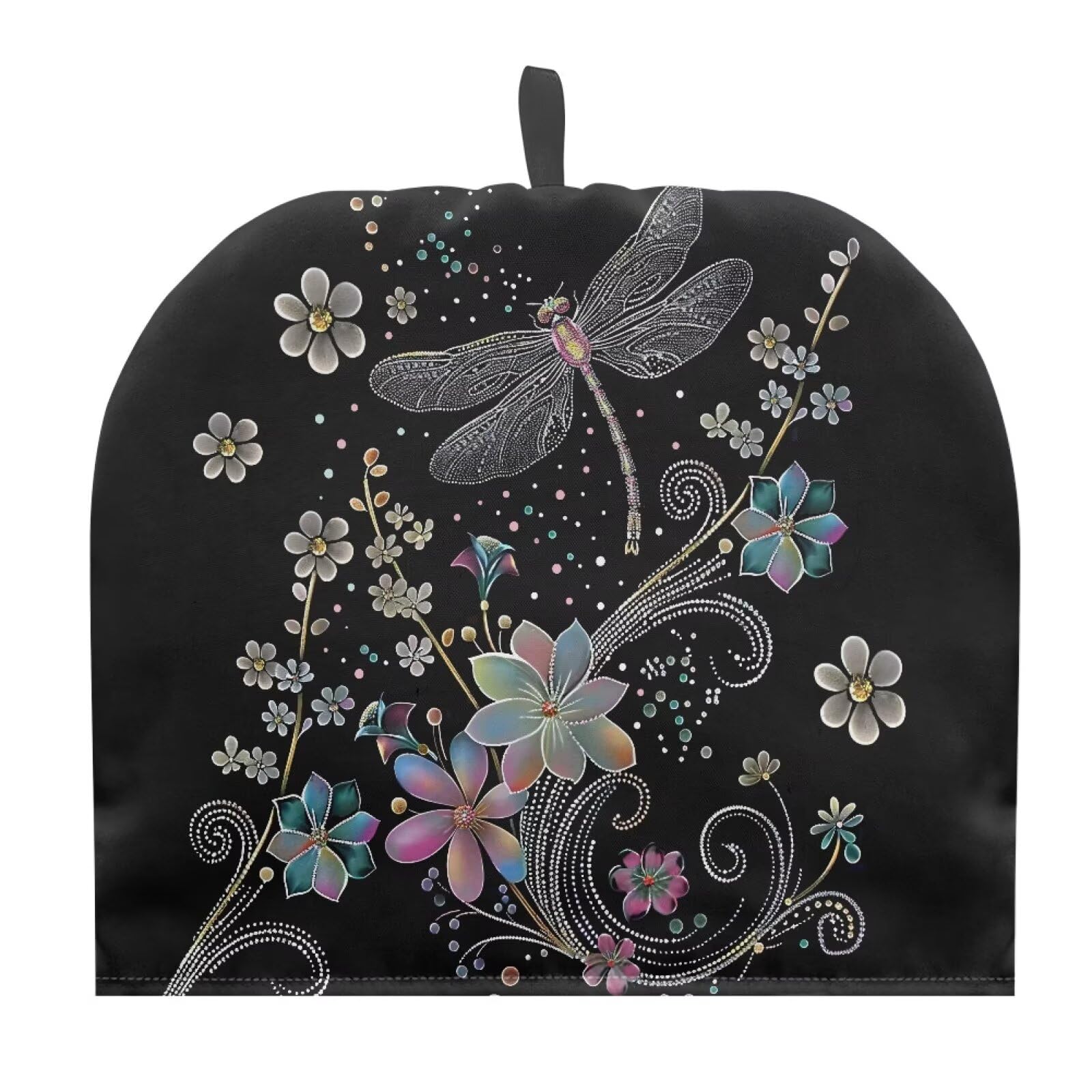 Tnasranmo Dragonfly Style Tea Cozy for Teapot, Insulated, Keeps Teapot Warm, Polyester, Black