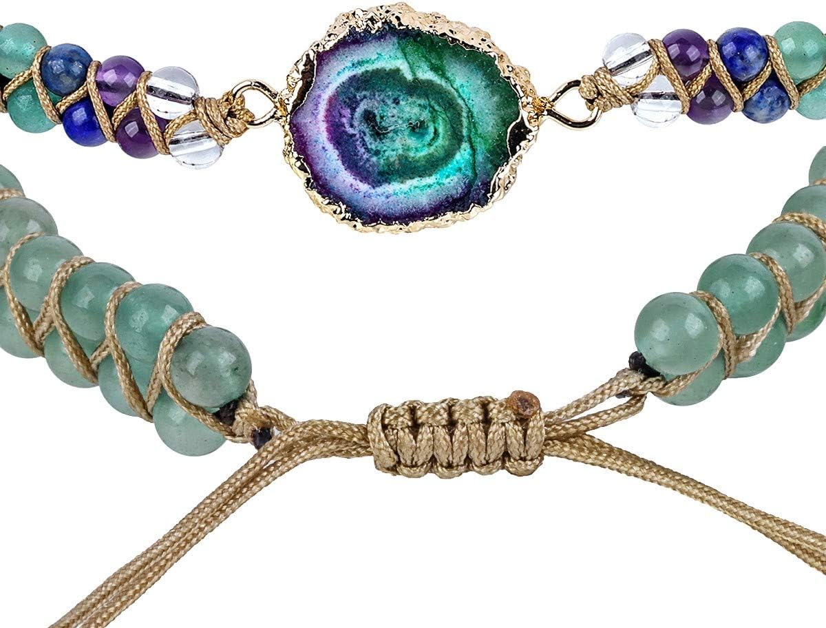 SUNYIK 7 Chakra Beads Bracelet for Women, Sun Flower Healing Crystal Handmade Braided Adjustable Bracelet - Image 2