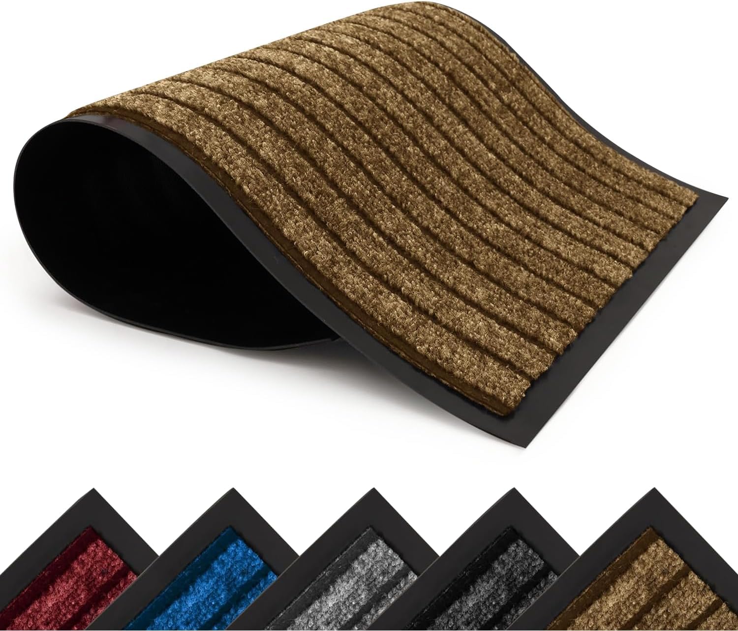 BedLooms Brown Door Mats Indoor & Outdoor – (60cm x 90cm) Washable Non-Slippery Heavy Duty Doormats - Stylish & Large Rubber Mat - Perfect Dust Grabbing Floor Mats — image 1