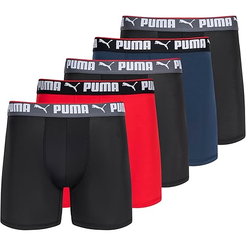 PUMA Men's 5 Pack Performance Boxer Briefs