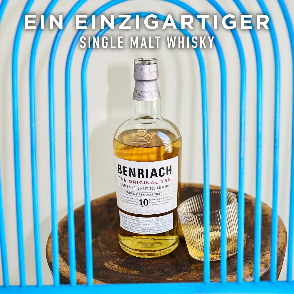 Benriach The Original 10 - Speyside Single Malt Scotch Whisky - Inklusive Geschenkverpackung - Vielschichtige Aromen von Obst und süßem Malz - 0.7L/43% Vol.