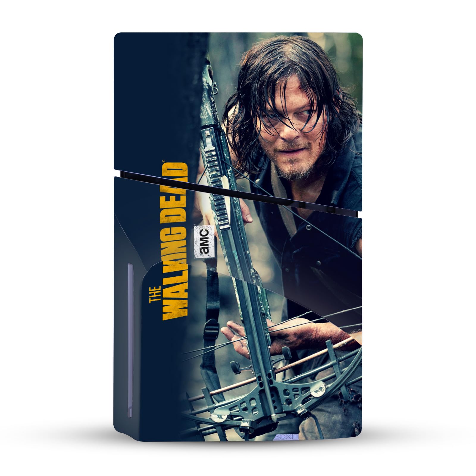 Head Case Designs Offizielle AMC The Walking Dead Daryl Lauern Daryl Dixon Grafiken Vinyl Haut Gaming Aufkleber kompatibel mit Sony PlayStation 5 PS5 Slim Disc Edition Console