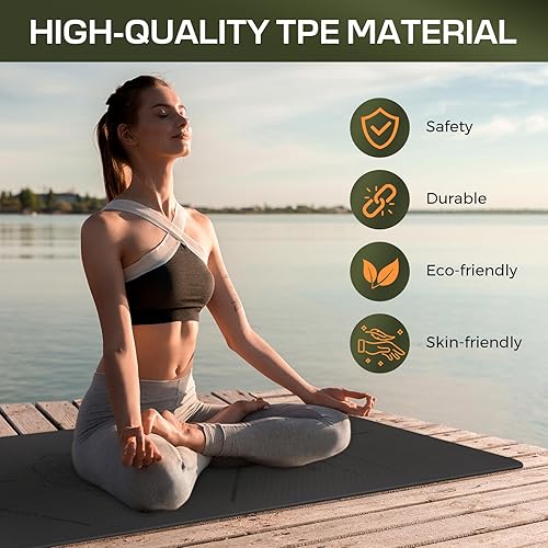 Miniatura 2 de Yoga Mat Non Slip, Anti-Tear 316 Thick TPE Yoga Mats for Women and Men, 72"x24" Exercise & Fitness Mat with Carrying Strap, Workout Mats for Yoga,