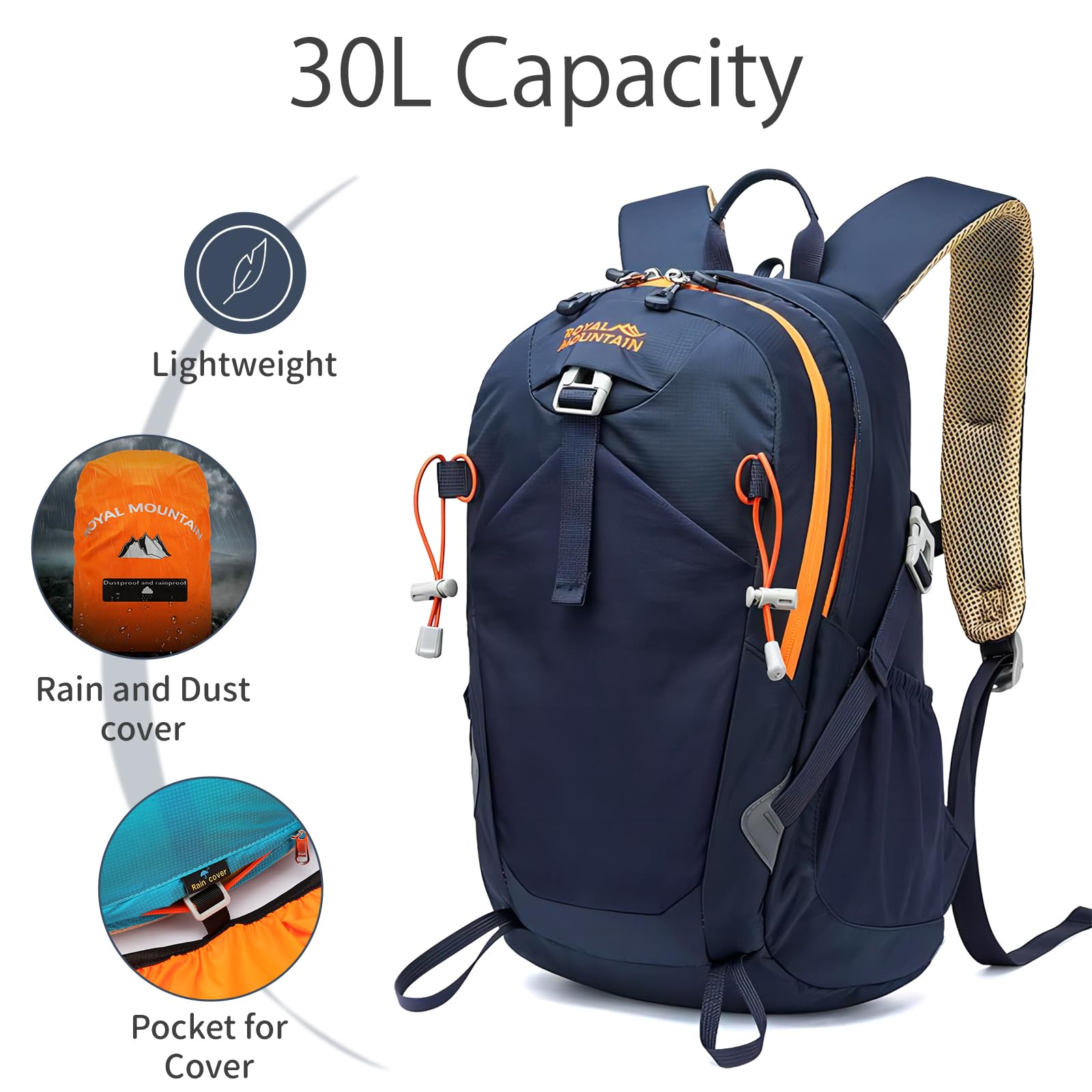 POWER KING Hiking Backpack 30L Foldable Travel Rucksack for Women Men Small Lightweight Packable Outdoor Daypack, Fit for 15.6 inch Laptop
