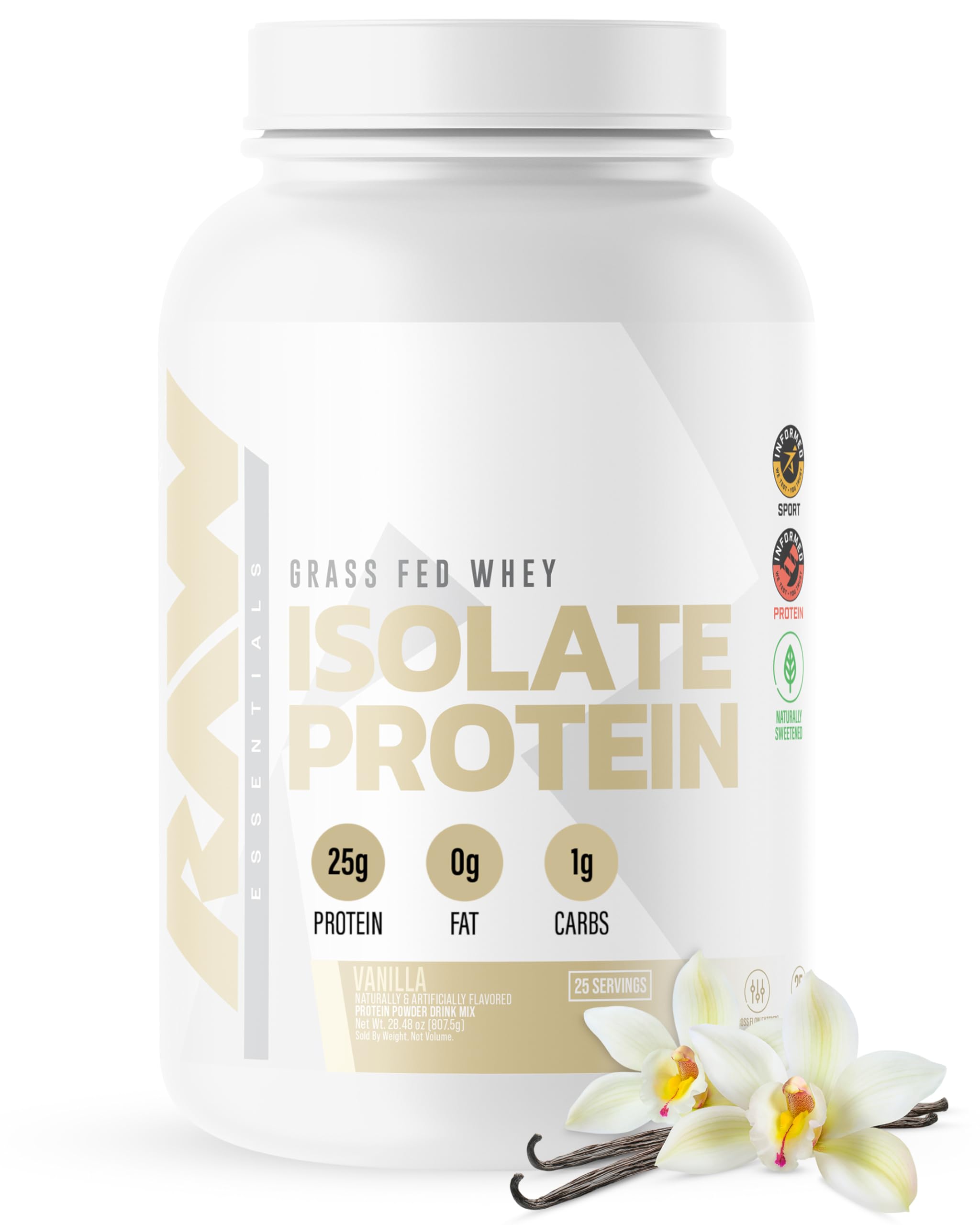 RAW Whey Isolate Protein Powder, Vanilla (CBUM Itholate) - 100% Grass-Fed Sports Nutrition Powder for Muscle Growth & Recovery - Low-Fat, Low Carb, Naturally Flavored - 25 Servings