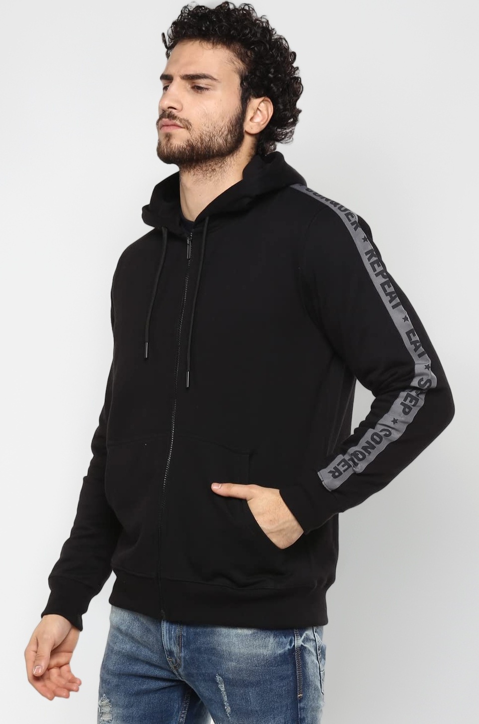 Men's Taped Cotton Hooded Sweatshirt