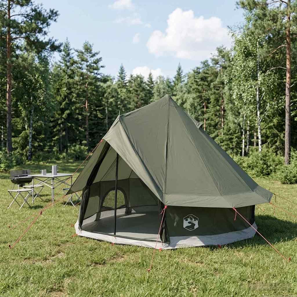 Namiot Tipi z dachem, oliwkowo-zielony, 250 x 250 cm, z poliestru i stali, składany, z otworem wentylacyjnym, szybkie zapięcie, lekki rozmiar po spakowaniu, na kemping, festiwal i do