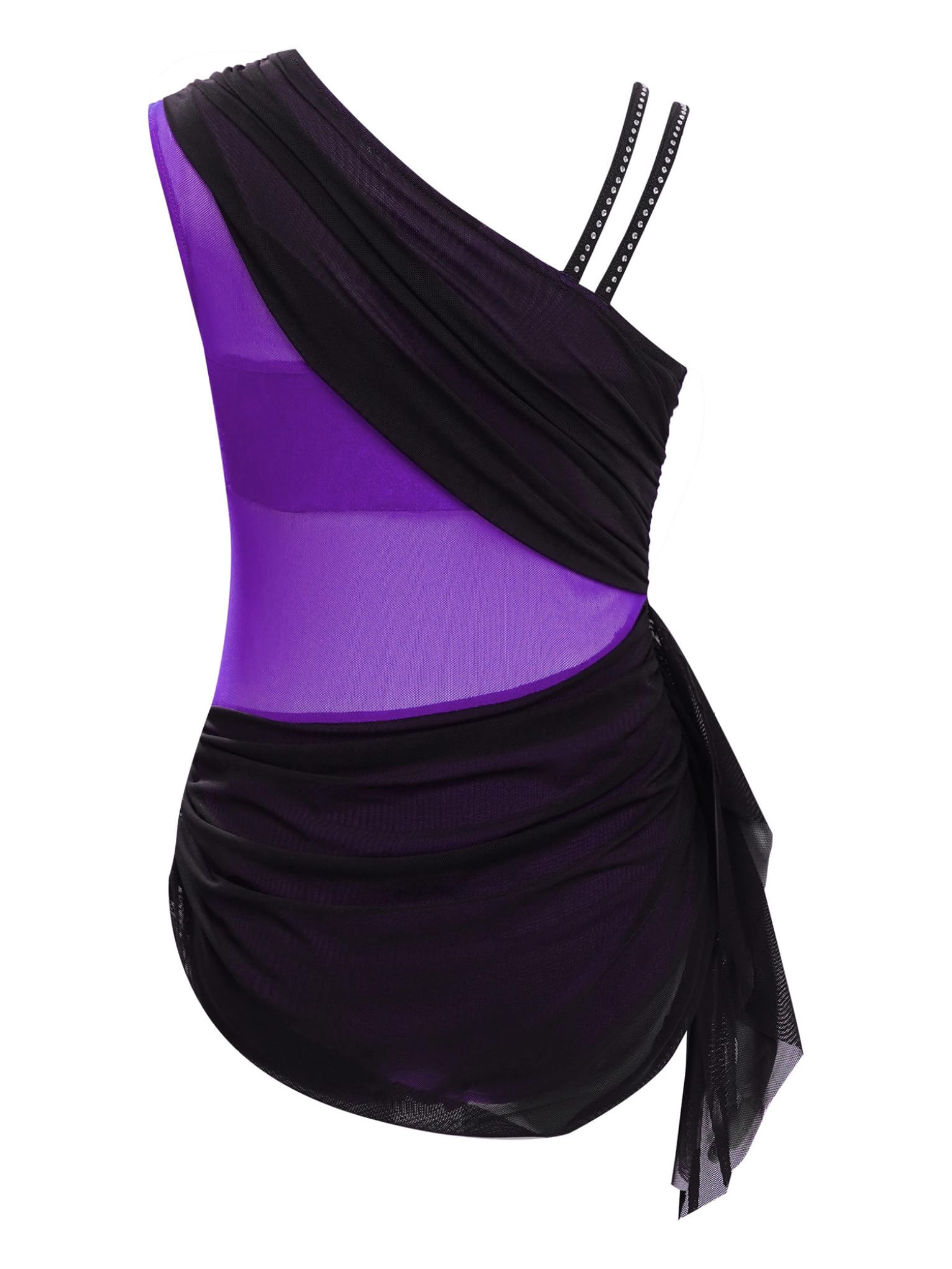 Enfant Fille Robe Danse Lyrique Contemporaine Justaucorps Gymnastique Asymétrique Leotard Gym