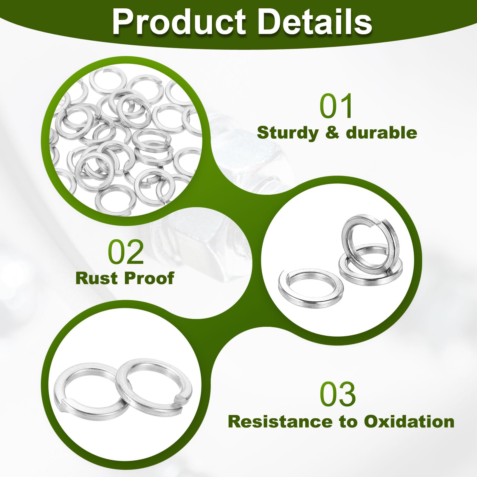 PATIKIL 30 Pcs Split Lock Washer, M12 Spring Lock Washer 304 Stainless Steel Lock Washers Assortment Kit for Screws Bolts Silver - Image 3