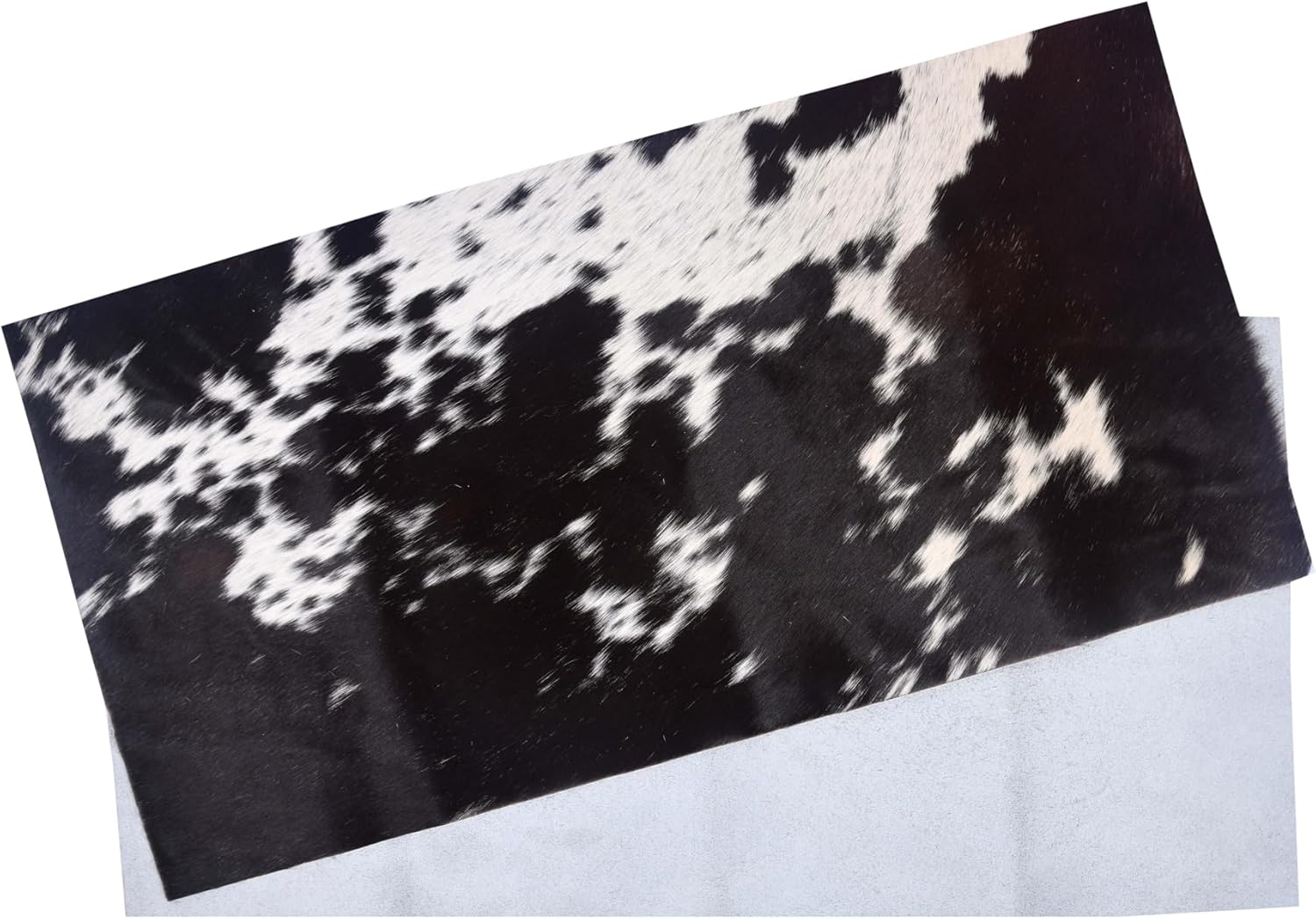 Genuine Cowhide Leather Pieces, Natural Mixed Colors, Decorative Hair-On Hide Squares 24 x 12 inch (Pack of 2) (Black)
