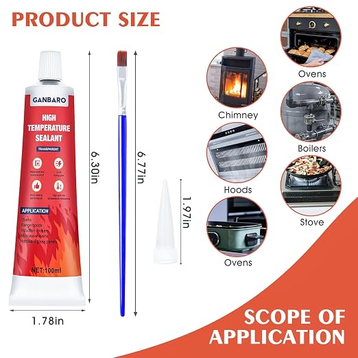 Sellador de silicona resistente a altas temperaturas 100ml miniatura 7