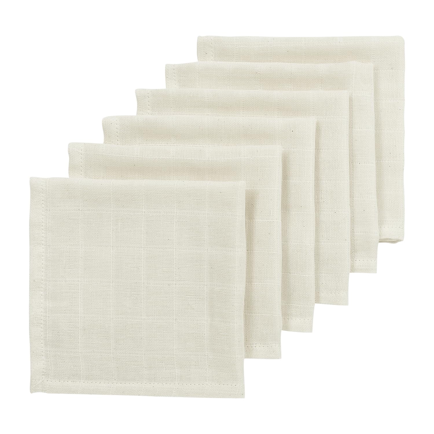 MEYCO Wash Cloths Pack of 6 30 x 30 cm Muslin Burp Cloths Nature
