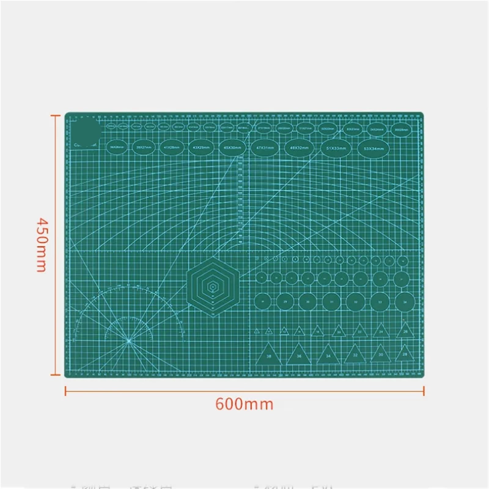 Schneidematte A2 Schneidebrett Gitterlinie Selbstheilende Bastelkarte Mehrfarbig Doppelseitiger Desktop-Handbuchblock 60 * 45 cm Büro(Mint Green)