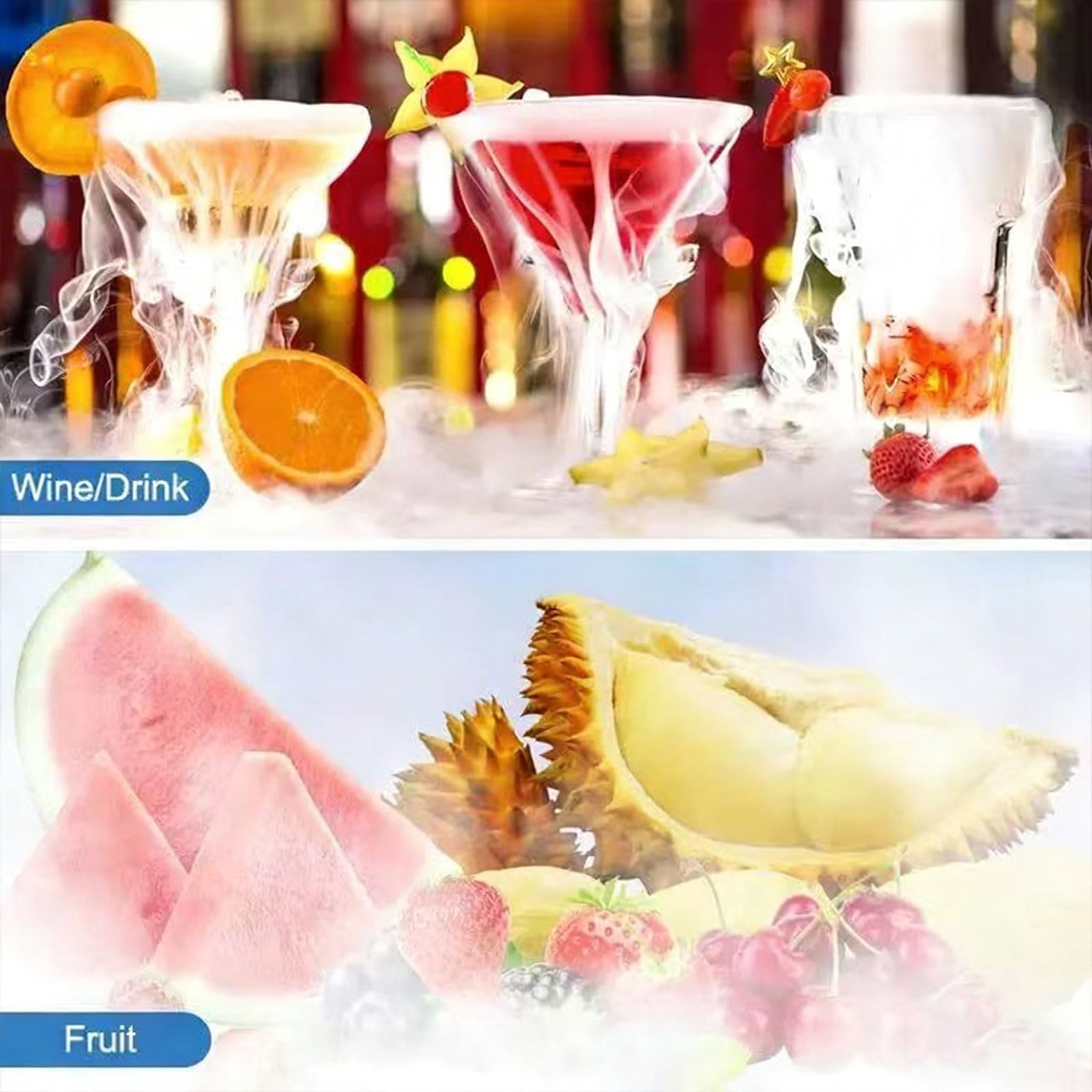Mini refrigeratore di CO2 in vetro, in acciaio inox, per tazze, frutti di mare, cocktail, birra e bevande miste, veloce 8-12 secondi per tazza