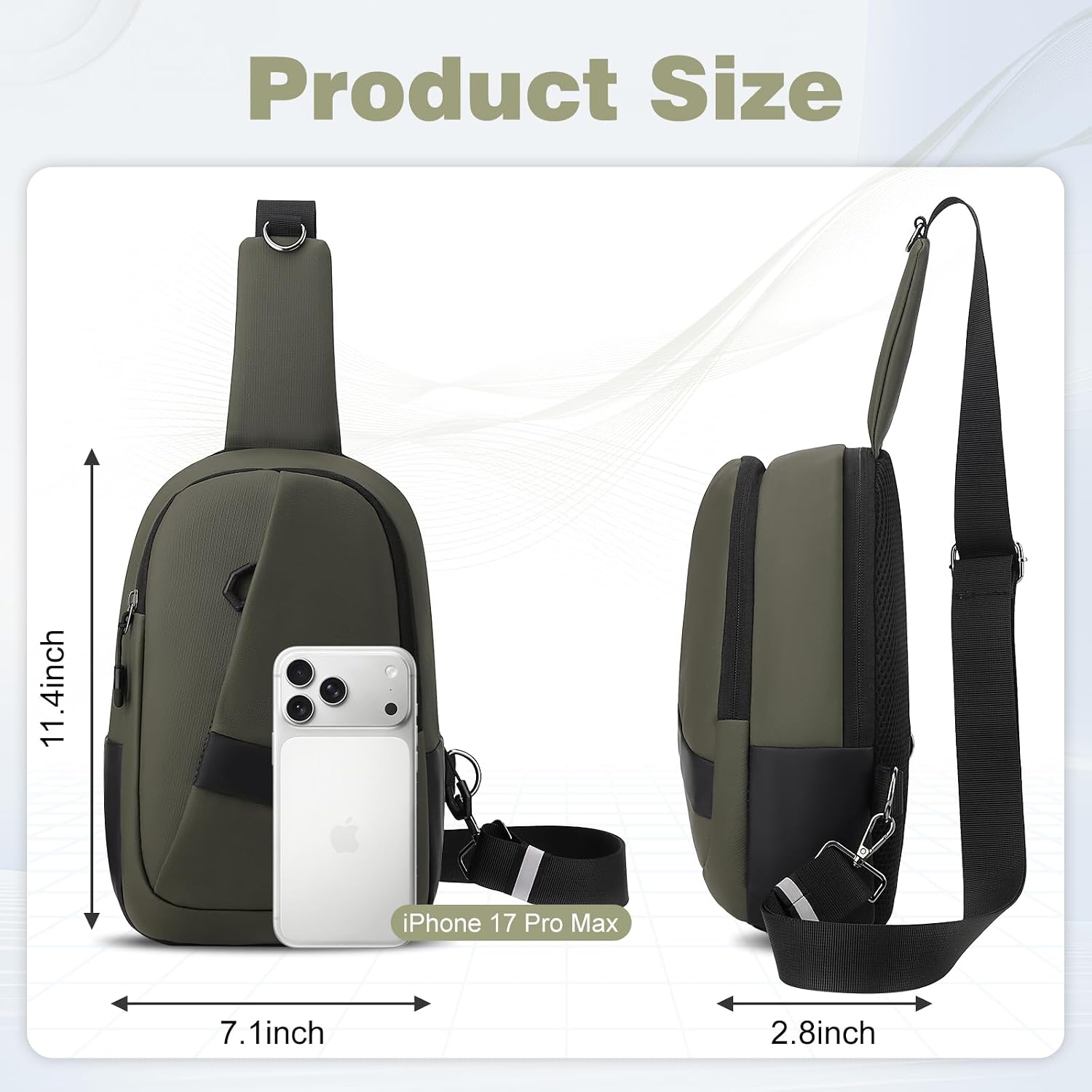 Hoedia Crossbody Sling Bag for Men Women, Shoulder Cross Body Bag EDC Back Pack with Reflective Strip and Multi-pocket image 2