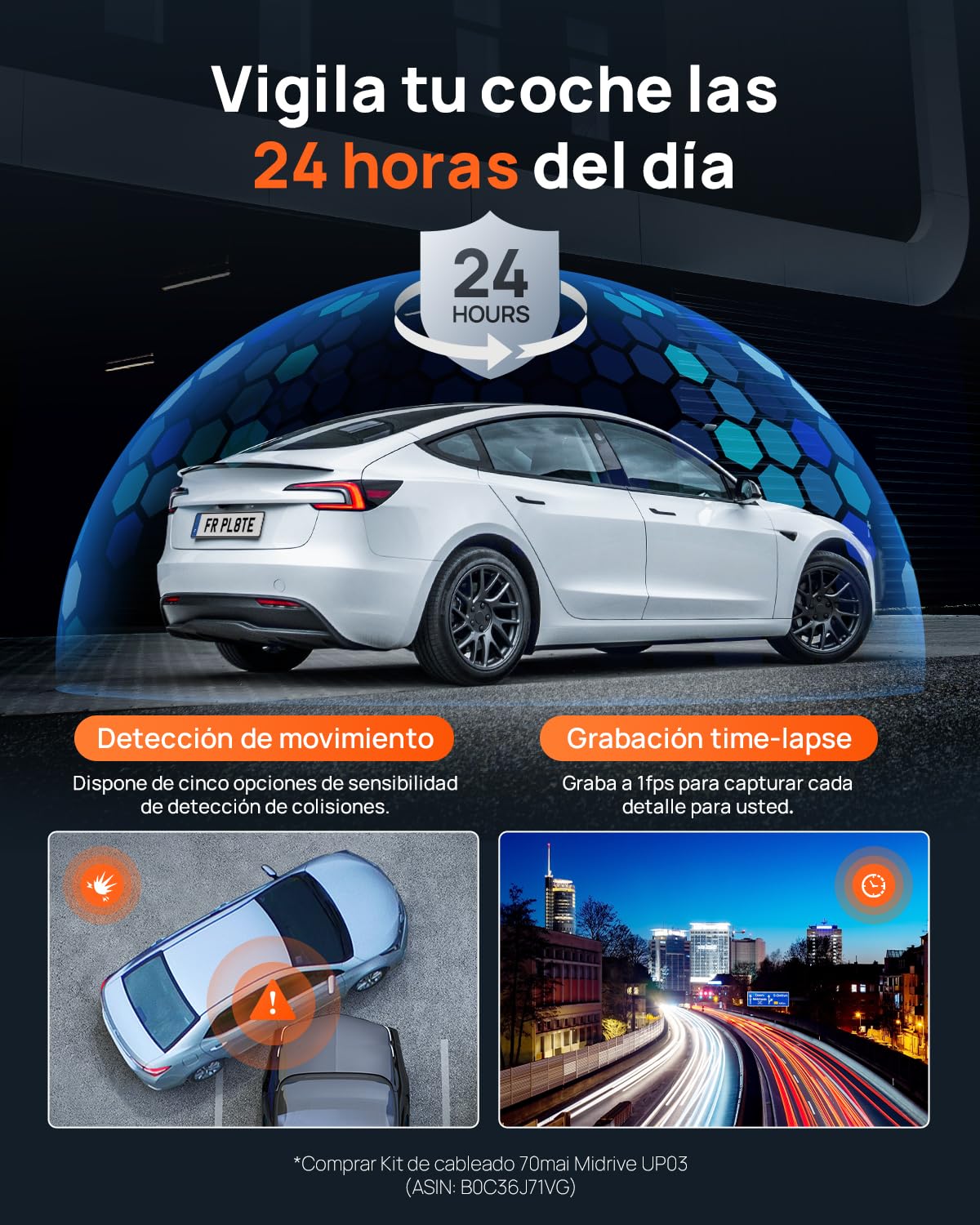70mai A800SE Dashcam Auto Delantero Trasero 4K HDR 2160P+1080P con tarjeta SD de 128 GB, doble cámara de coche 3 pulgadas IPS, apertura F1.55 visión nocturna, 210 segundos, grabación previa de