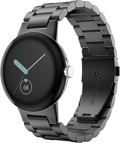MoKo Correa de metal compatible con Google Pixel Watch 3 de 1.61 pulgadas/Pixel Watch 2/Pixel Watch, correa de repuesto de acero inoxidable para