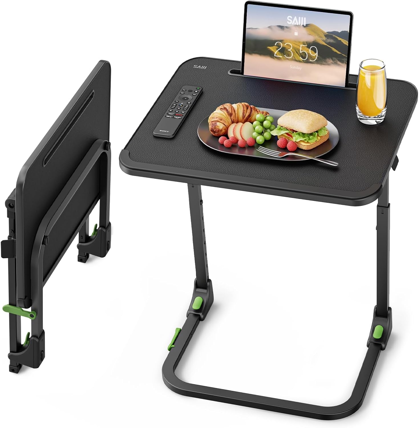 SAIJI Foldable TV Tray | Easy Folding Small Table, Height & Tilt Adjustable TV Trays for Eating, Working, Crafting - Sturdy TV Dinner Tables on Couch & Bed Standard