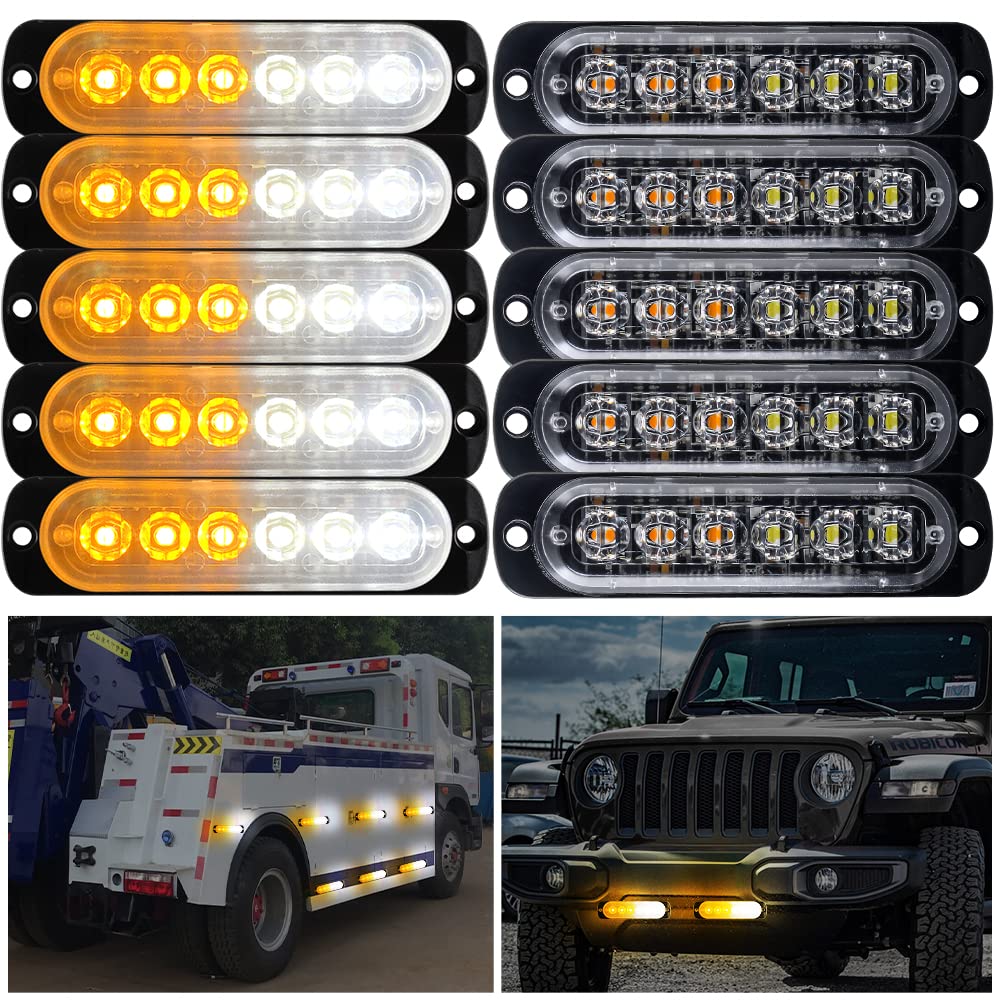 Yifengshun Lot 10 Feux Stroboscopiques LED Blanc - 18 Modes Flash Pour Voiture, Camion, SUV 12-24V