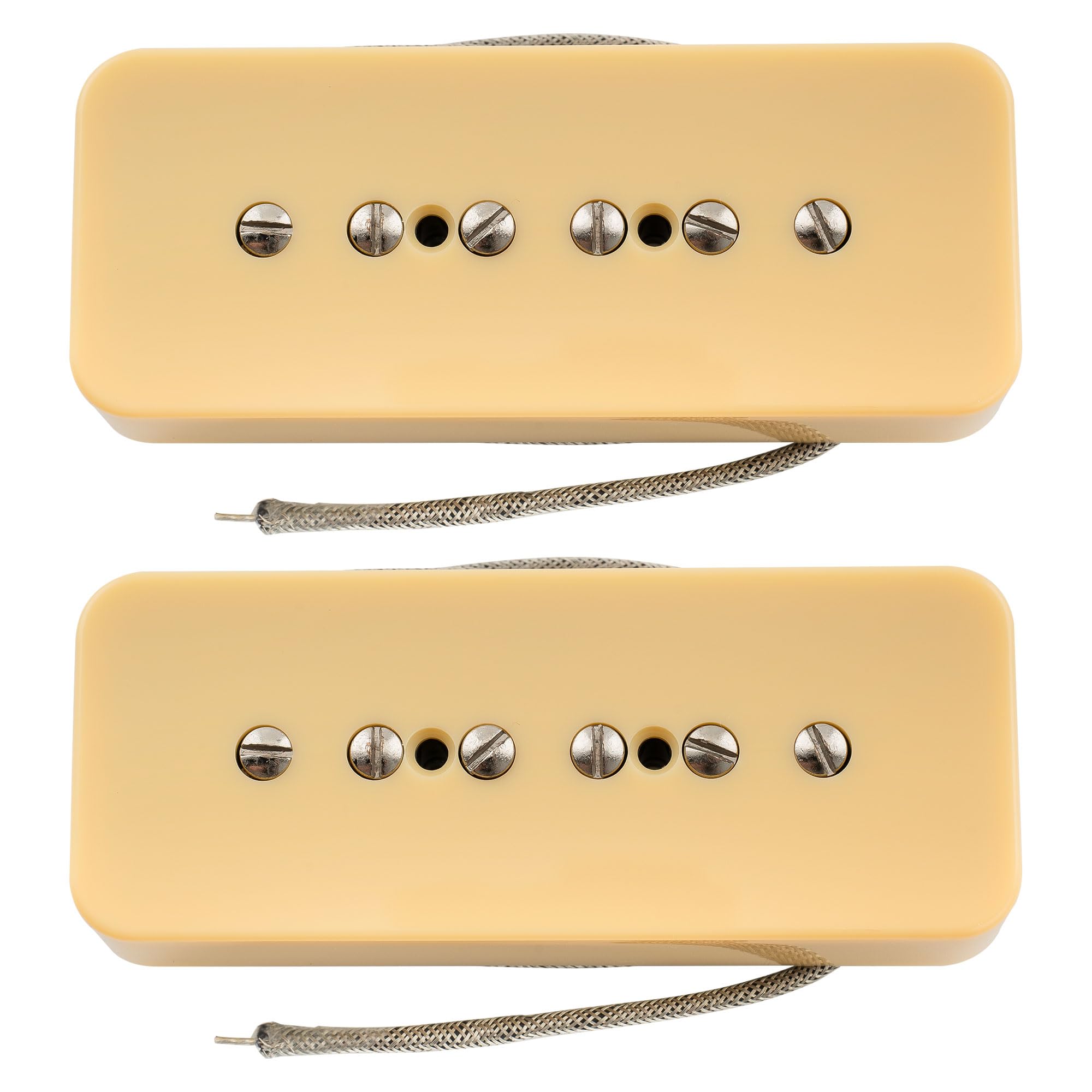 Musiclily Pro P90-MHA Alnico 5 High Output Przetwornik P90 Soapbar Single Coil Neck Bridge Pickups Set do Gitary Elektrycznej, Kremowy
