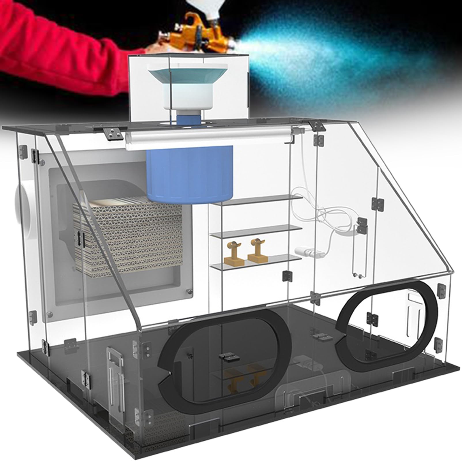 Kit Cabina di Verniciatura per Aerografo, Cabina di Asciugatura per Aerografo Elettrico, Cabina di Asciugatura per Pittura Modello Hobby, per Pittura Modello Artigianale Hobby Fai da Te ,50*43*36cm
