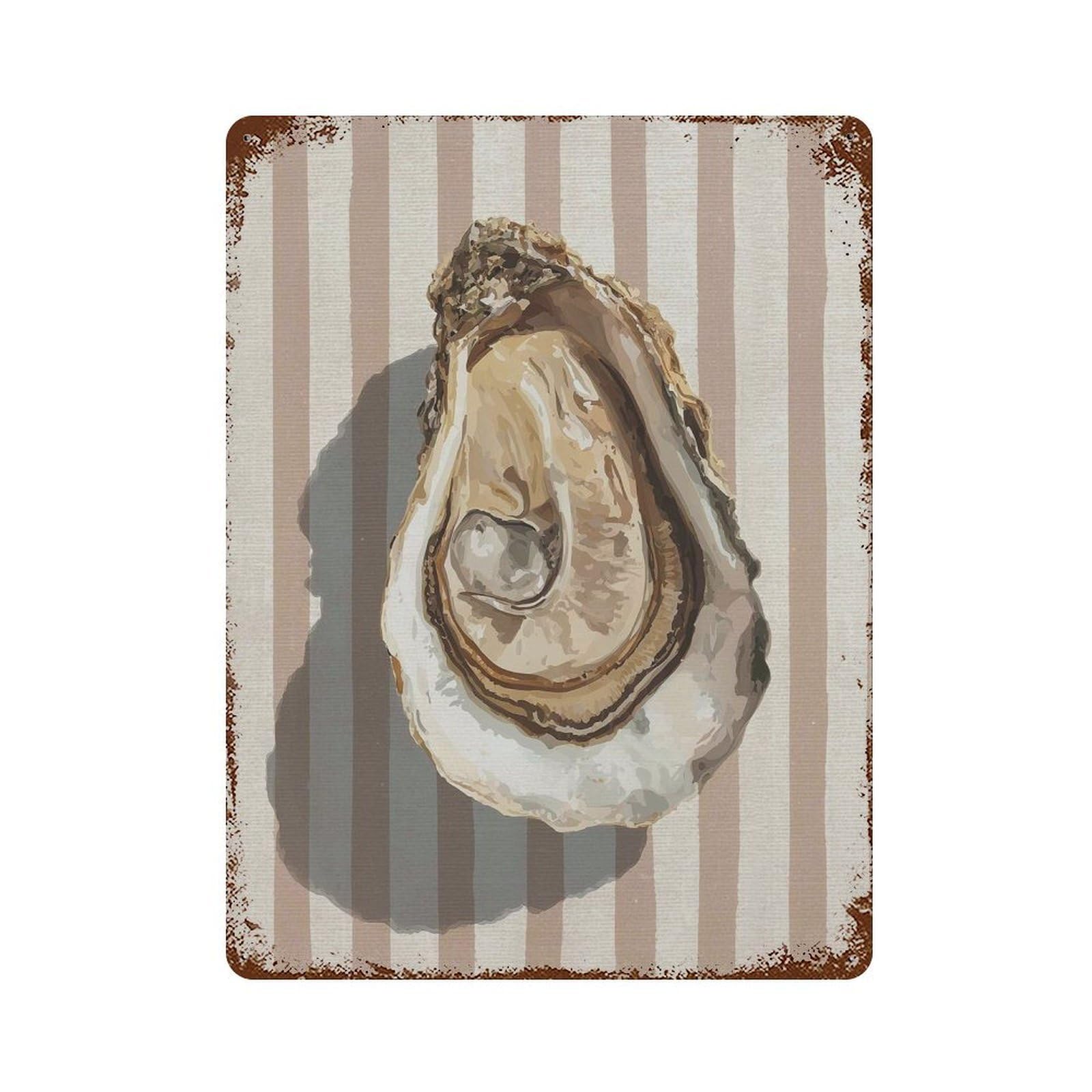 xiaoxiaoshen Oyster with Pearl Coastal Kitchen Nautical Shell Beach House Striped Seaside Wor Wall Decor Art Metal Tin Poster Modern Home Decor Art Home Bar Shop Decorations Vintage Sign 40x30cm