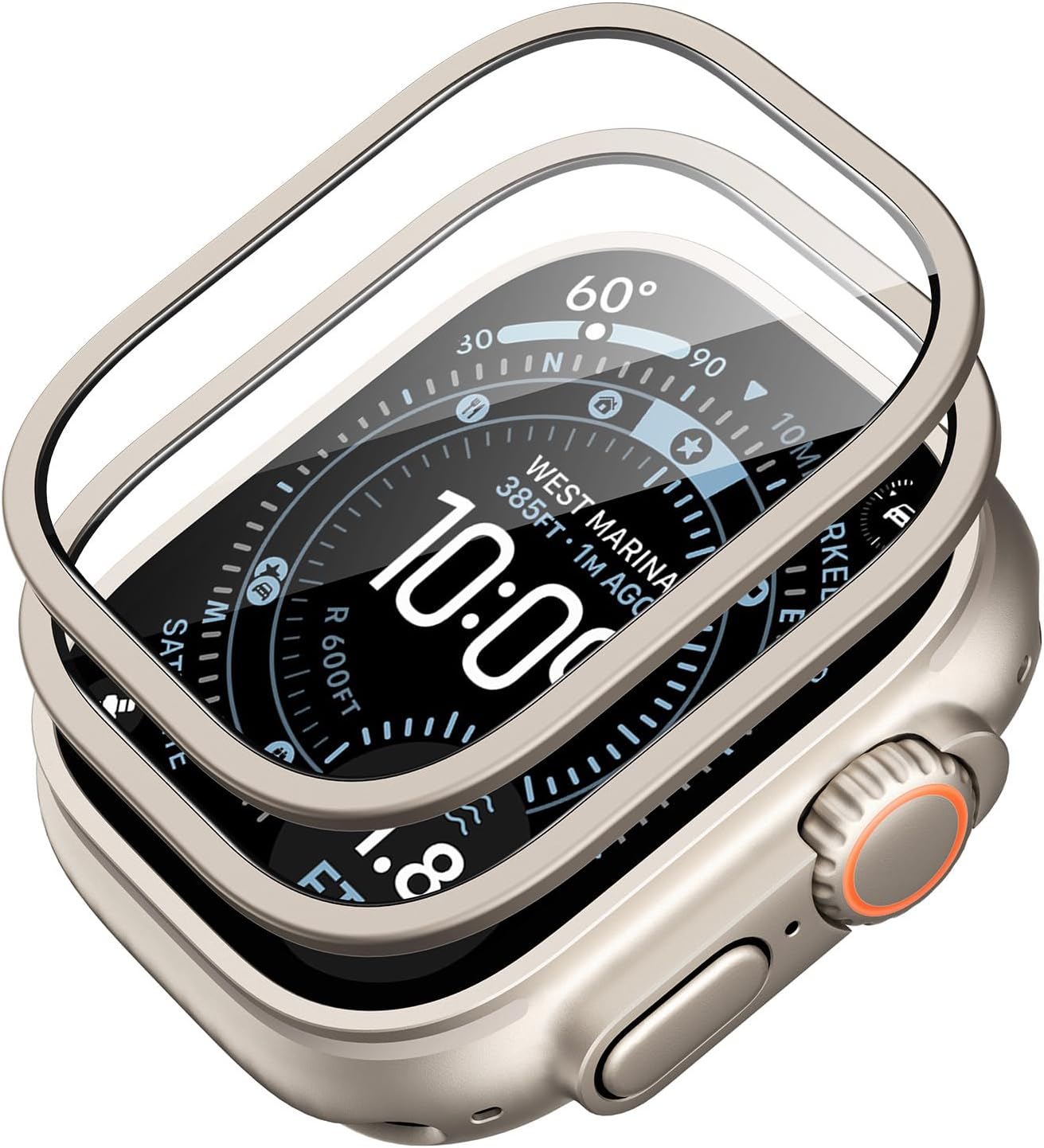 2 Pack Armorite Screen Protector for Apple Watch Ultra 3 /Ultra 2 /Ultra (49 mm), Military Grade Protection, Tempered Glass Film with Aluminum Alloy Frame, Keep Original, Titanium