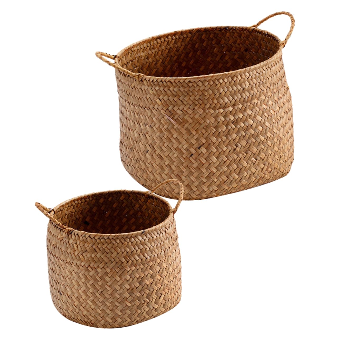 2piezas Cestas Tejidas Organizador Japonés De Almacenamiento Con Doble Asa Soporte Natural Para Guardar Objetos Sala De Estar o Dormitorio
