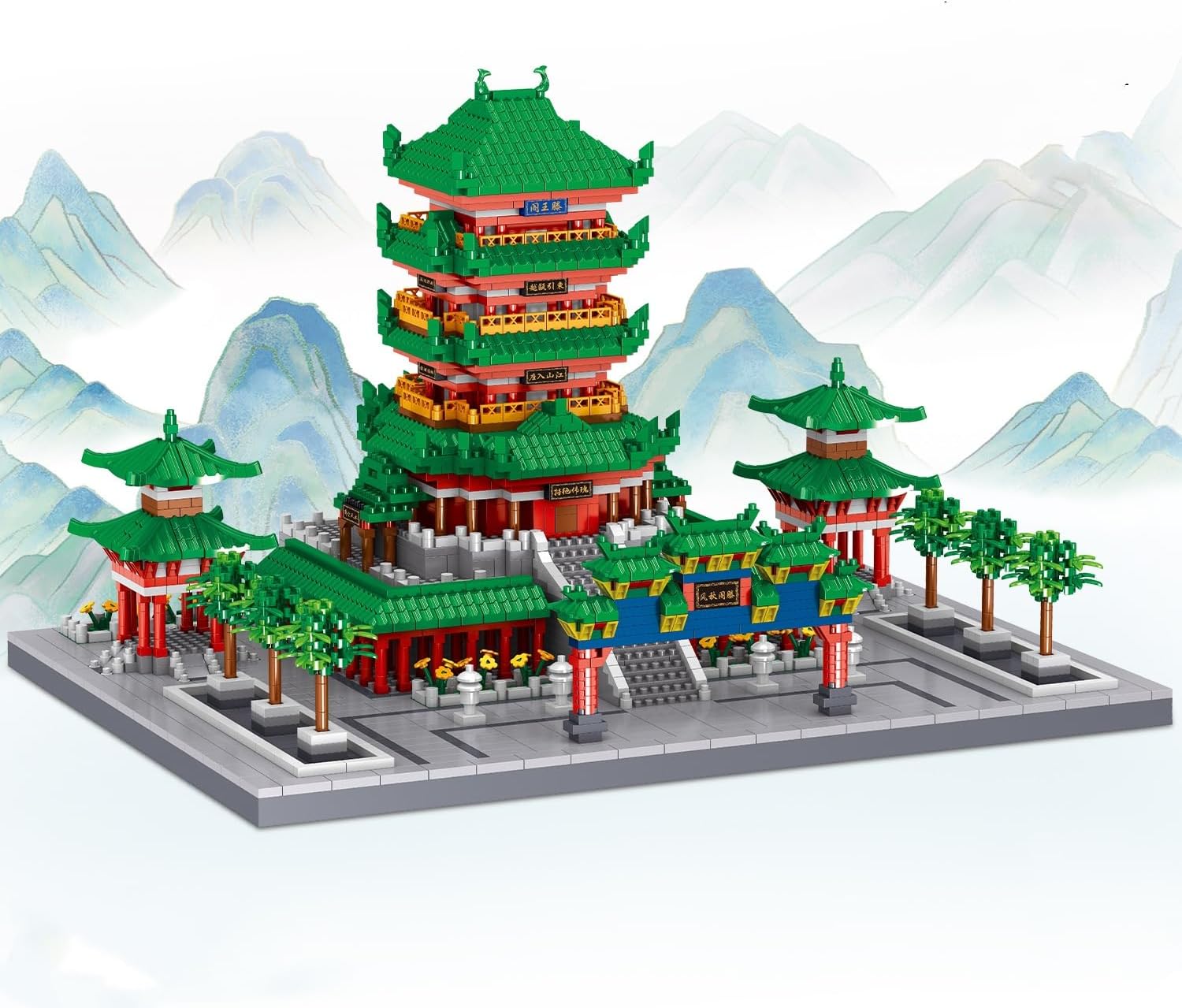 Pavilion of Prince Teng Building Blocks Tengwang Pavilion Brick Kit Chinese Ancient Architecture Model Building Set 3312PCS