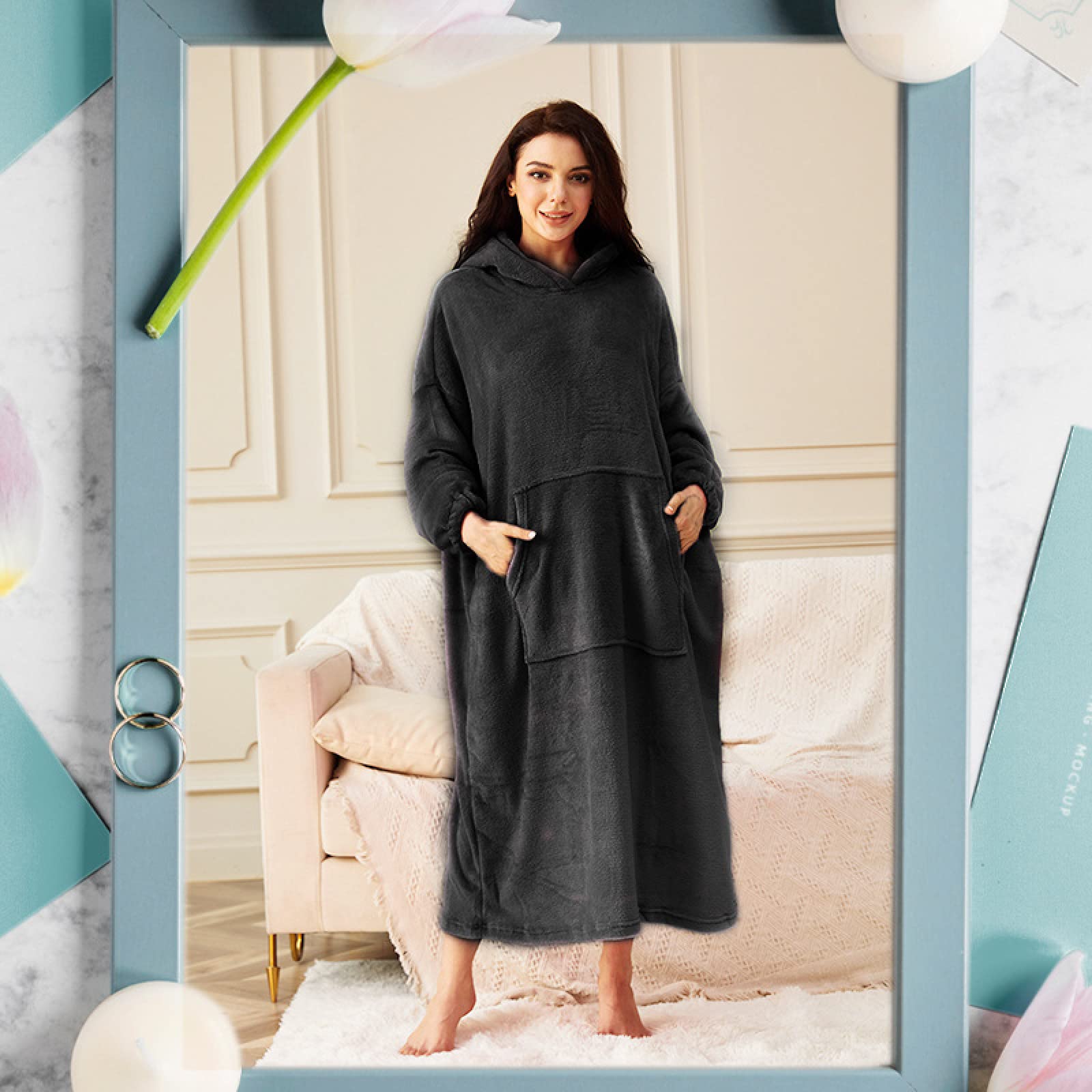 Camisón De Franela para Mujer, Pijama De Una Pieza Alargado Y Engrosado, Camisón Cálido De Invierno, Ropa De Casa para Parejas,Black,90~250斤