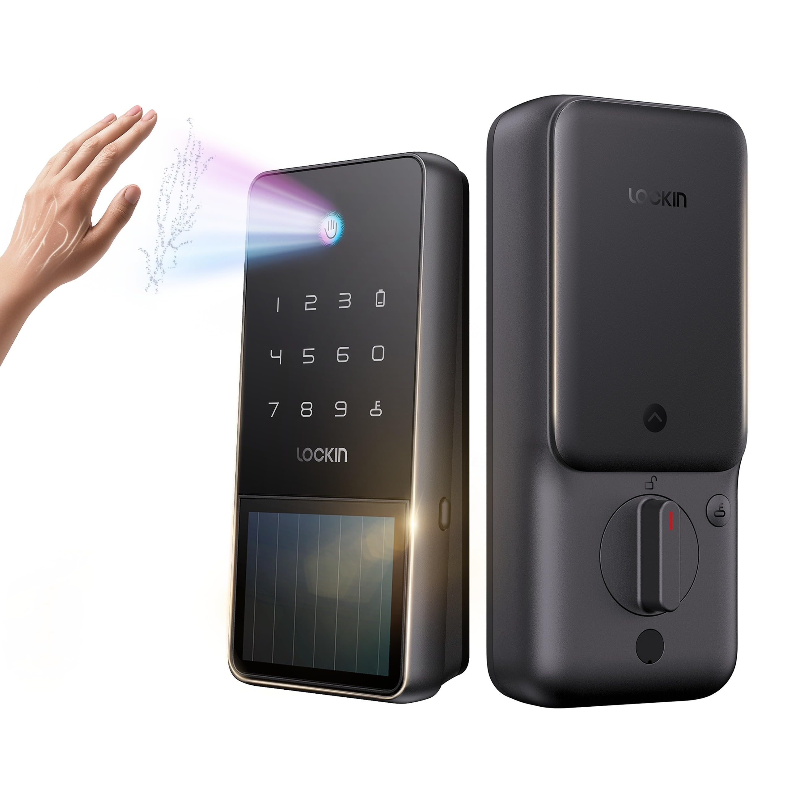 Lockin Veno Solar Palm Smart Lock, Palm Vein Keyless Entry Door Lock
