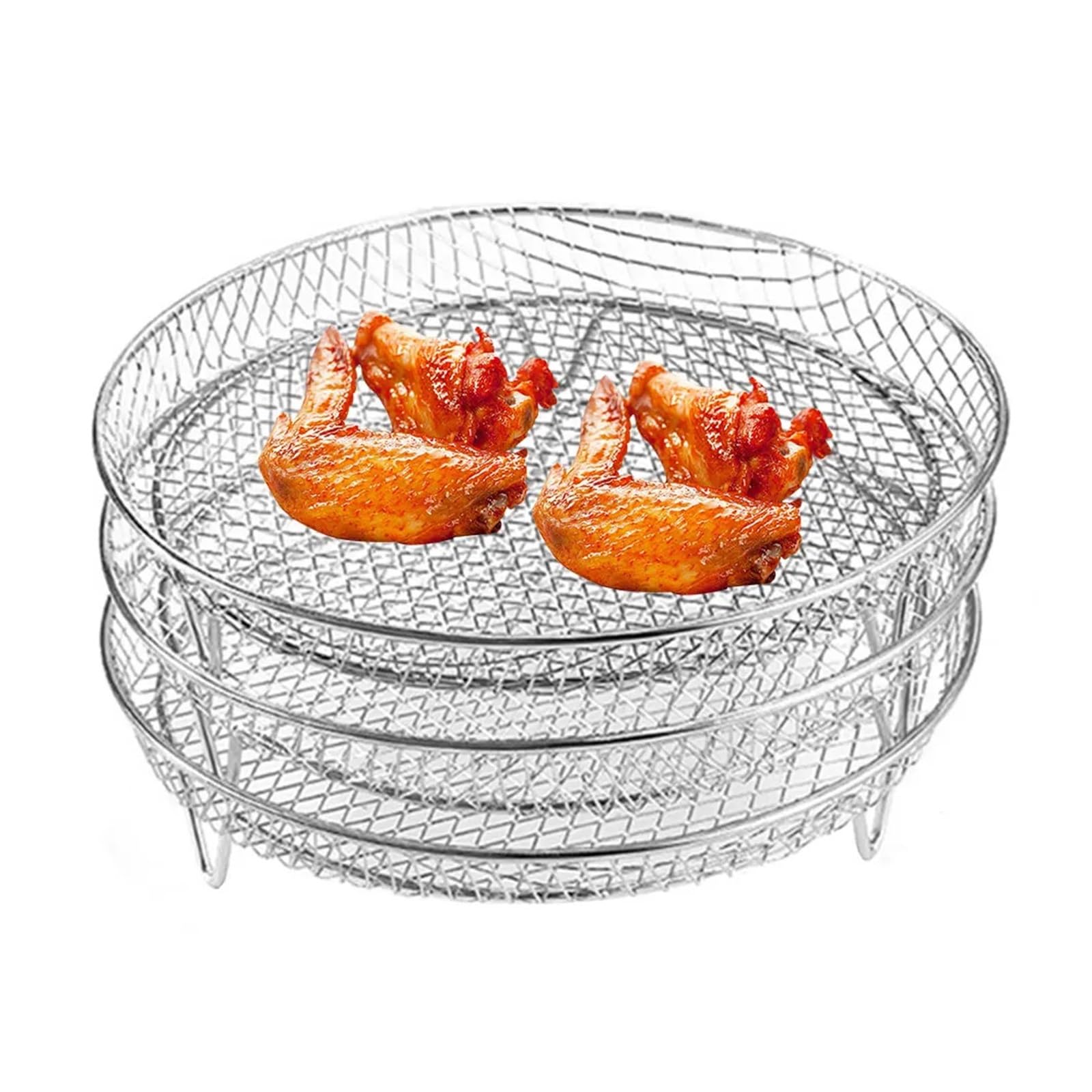 3 Schichten stapelbarer Mesh-Grillkorb, Luftfritteusen-Zubehör, 304 Edelstahl, Luftfritteuse-Rack, Heimküchen-Gadgets, Kochutensilien