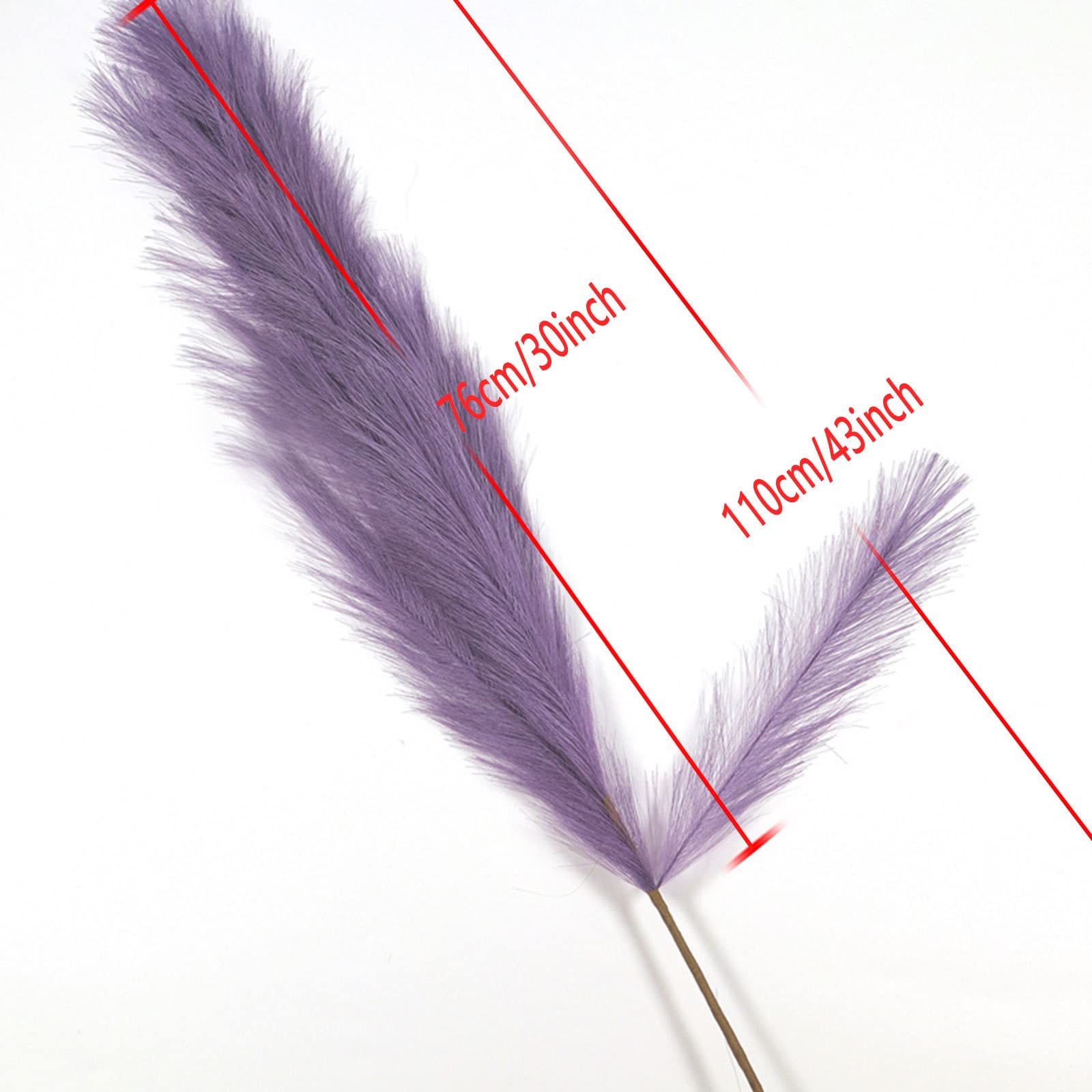 Sztuczna sztuczna wysoka trawa pampasowa - 6 łodygów - 43/110 cm - puszysta, miękka, bez wypadania - wypełniacz wazonu ze sztucznej trawy pampasowej, dekoracja Bohe do domu, biura lub na ślub, fioletowa