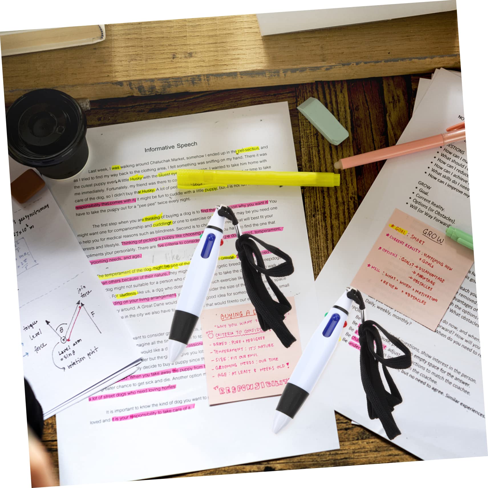 4 Sätze Kugelschreiber Mehrfarbiger Stift The Office Die Schul Markers Bürozubehör Lanyards Kette Textmarker Punkt Schulbedarf Versenkbare Stifte Plastik Black 10 Stück * 4