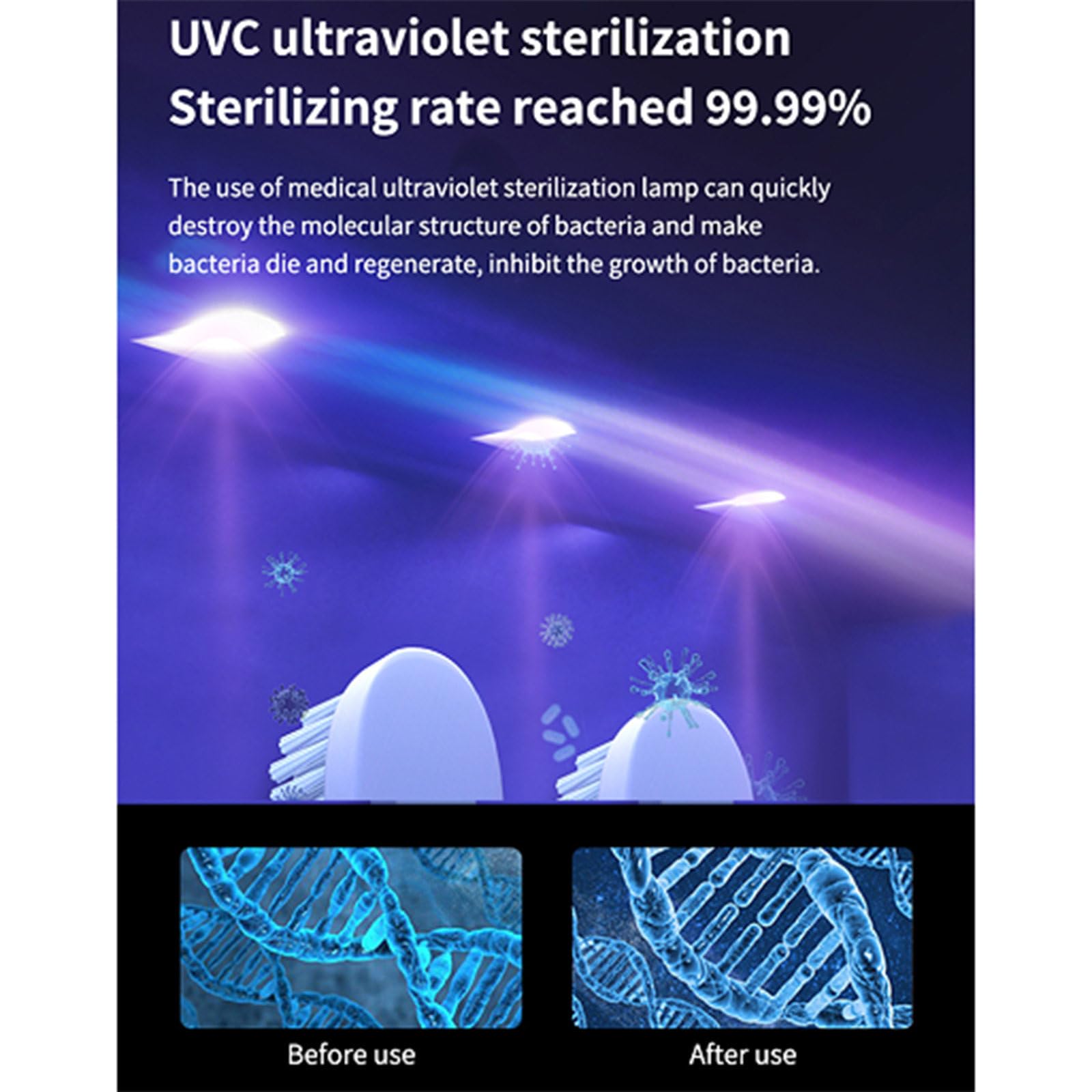Soporte para cepillo de dientes Esterilizador UV Almacenamiento de cepillo de dientes con pantalla LED Soporte para cepillo de carga USB Accesorios de baño, adecuado para viajes y uso doméstico,B