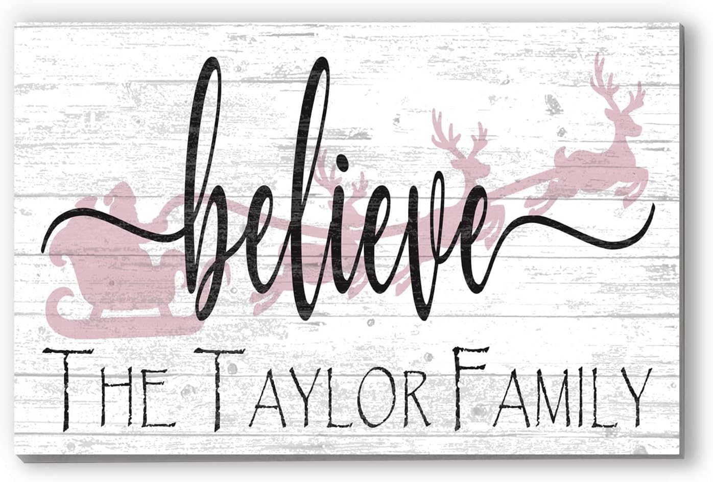 BELIEVE Christmas Sign SOLID WOOD Personalized Decoration Custom Holiday Gift Idea 16.5in x 10.5in x .75in