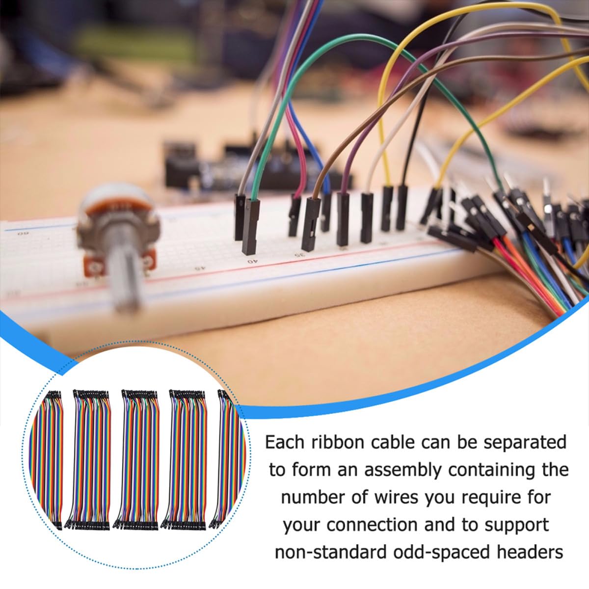 40p Female to Female Ribbon Cable 20cm Wire Set for Breadboard Prototyping Electronics DIY Circuit Connection 10pcs