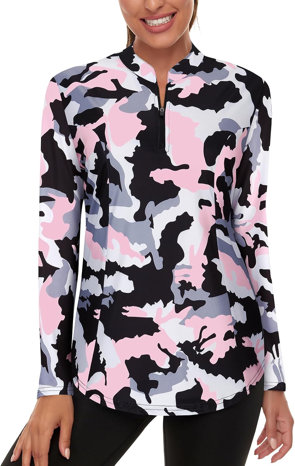 Misyula Womens Golf Shirts 1/4 Zip Sun Protection Quick Dry Tennis Running Athletic Workout Tops