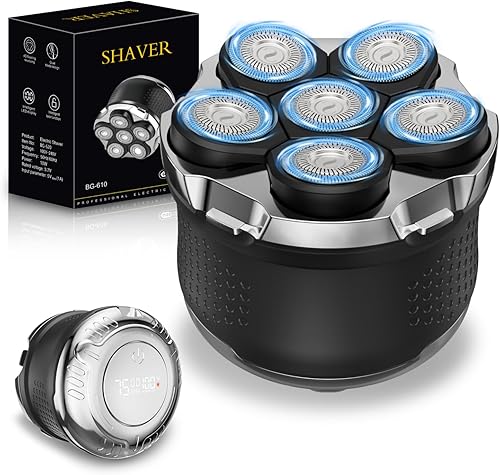 Afeitadoras de cabeza para hombres calvos, afeitadora de cabeza 6D, pantalla LED, para secar y húmeda, para cabeza calva impermeable IPX7,