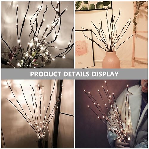 Miniatura 9 de Paquete de 3 luces LED de ramas iluminadas para jarrón, ramas de sauce, ramas iluminadas, árbol artificial, luces decorativas para decoración del