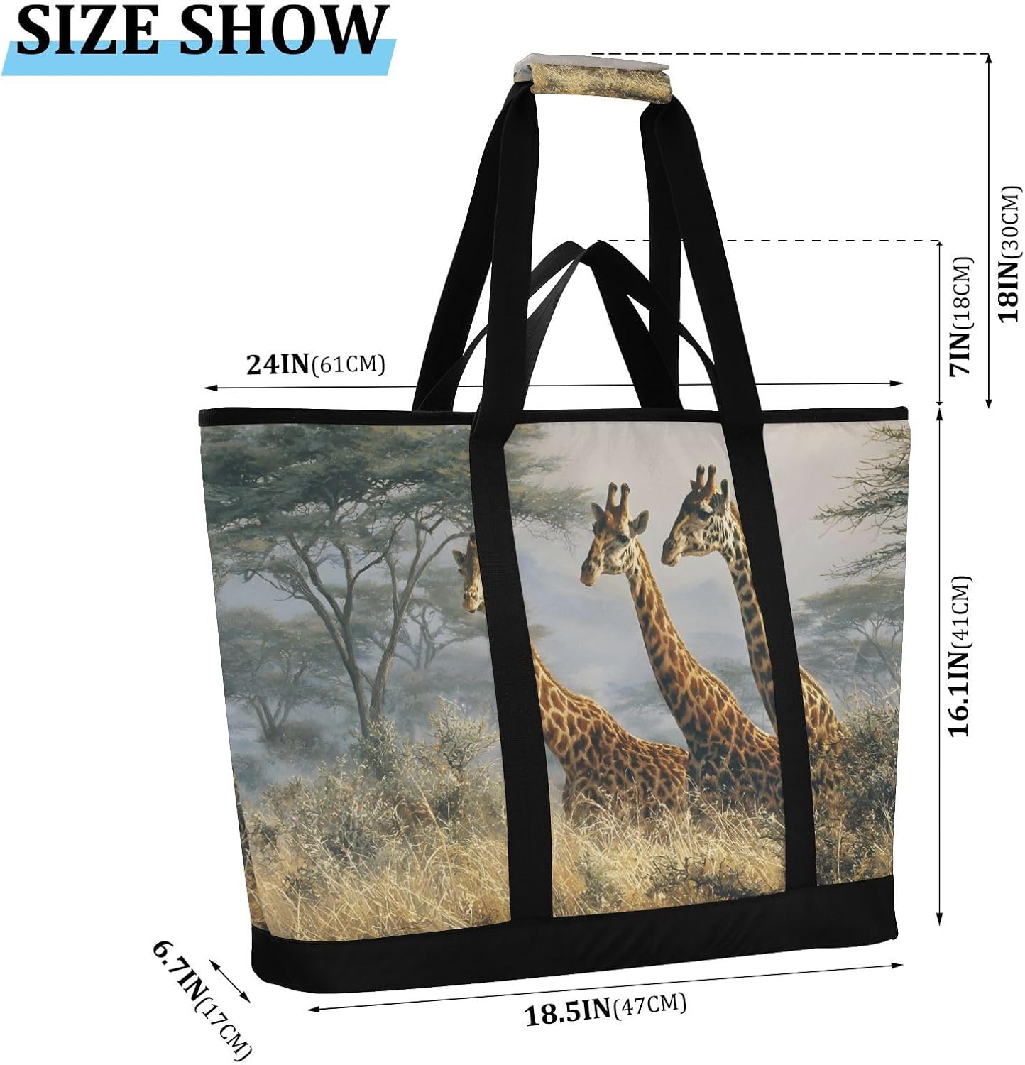 Giraffe Nature Tree Large Insulated Cooler Bag, Collapsible Soft Cooler Makes a Perfect Insulated Grocery Bag for Beach Travel Shopping