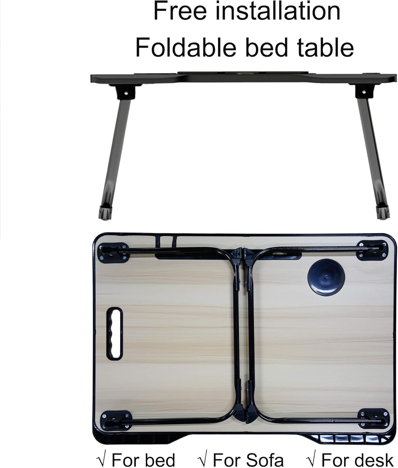 Wееklу Tор Sаlе Laptop Desk, Adjustable Lap Bed Tray Table, Foldable Notebook Stand Reading Holder with Handle, Card Slot and Cup Holder for Couch Floor, Eating, Reading Book, Watching on Bed/Sofa/Dorm-Black