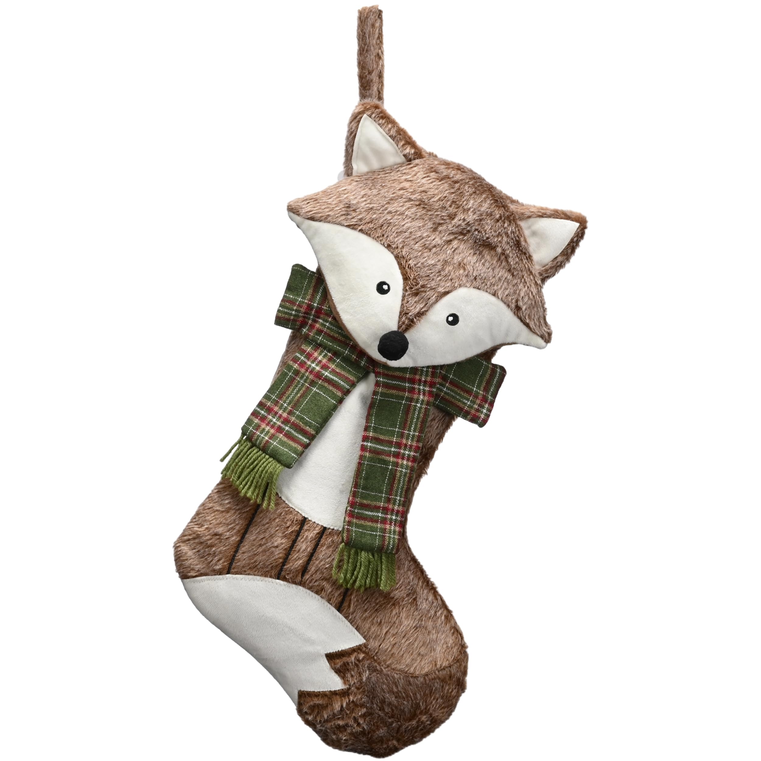 Valery Madelyn Chaussette de Noël en forme de renard de 53,3 cm, mignonne en peluche personnalisée à suspendre pour cheminée, animal domestique, décorations de Noël et cadeaux de Noël