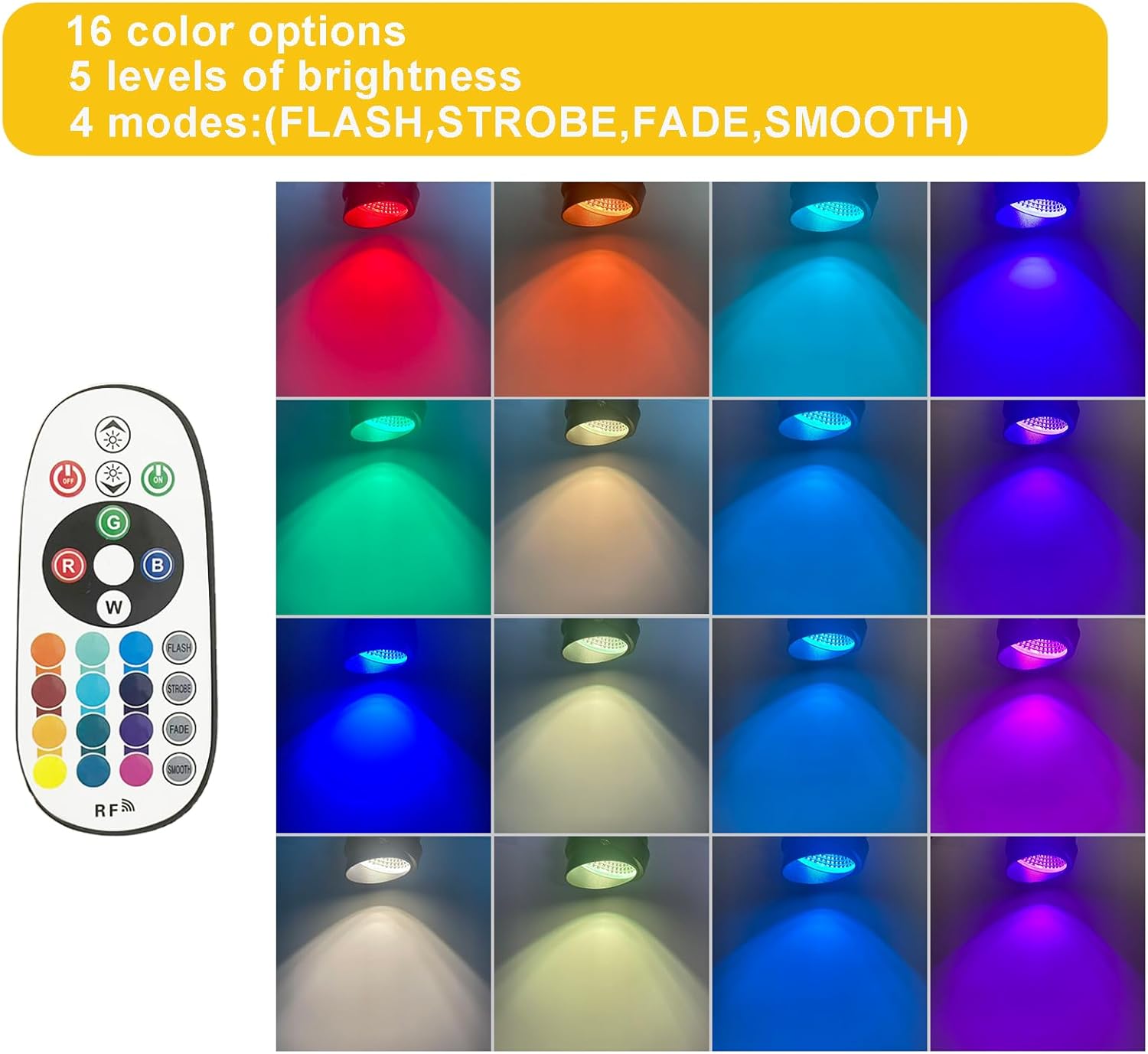 RGBW Landscape Lighting Outdoor LED Spotlights with Remote, 16 Colors & 4 Modes, IP67 Waterproof 12V Low Voltage Garden Lights for Yard, House, Pathway, Christmas & Halloween(4 Pack