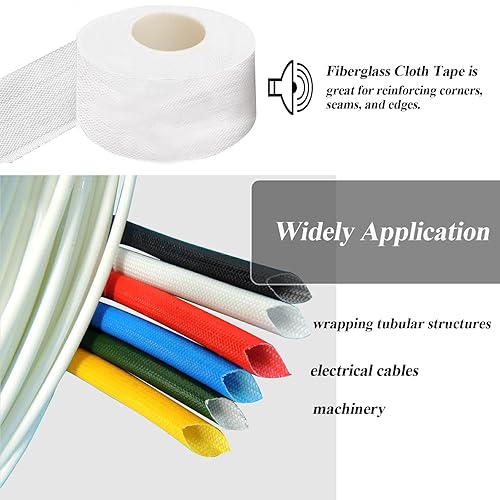 Miniatura 7 de GIEHOUGRIO Cinta de tela de fibra de vidrio, 2 "x 33Yds Cinta de malla de fibra de vidrio pesado resistente al calor y aislamiento, reparación,