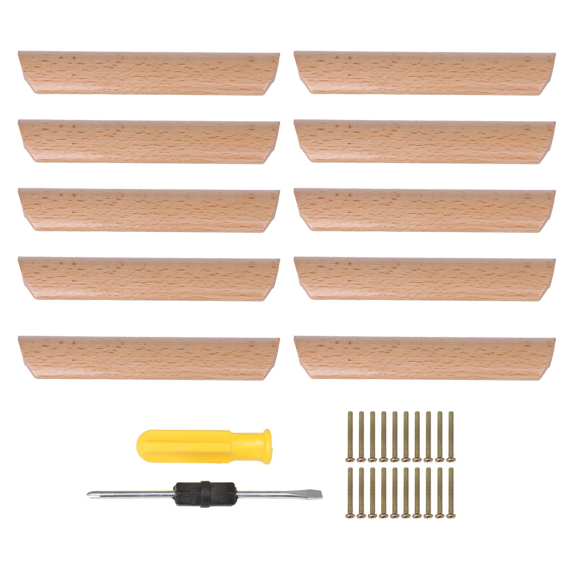 RDEXP 125x18mm Wooden Handle Hole Distance 96mm for Furniture Wardrobe Cupboard Closet Drawer Handle Pull Set of 10