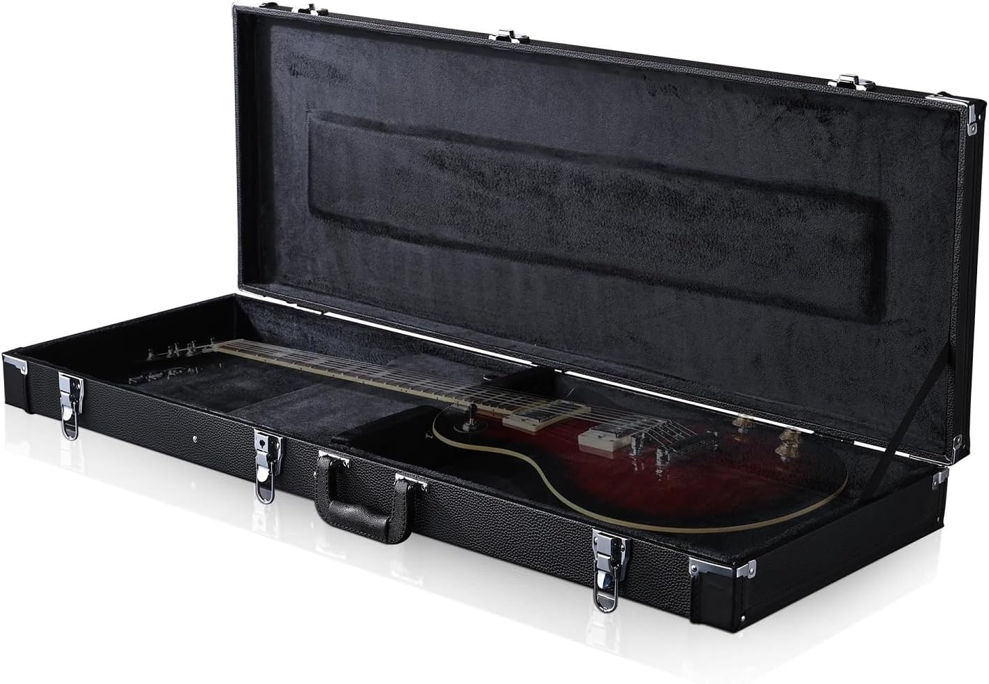 Electric Guitar Hard Shell Carrying Case Square for 39 in Standard Guitar, Universal Electric Guitar Square Wooden Hard Case Lockable with Key, Black (Electric Guitar)