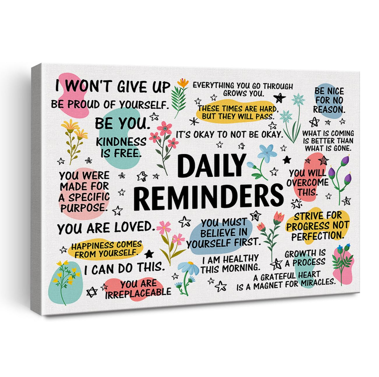 Hijie Inspirational Daily Reminders Poster Canvas Wall Art for Office Home Decor - Positive Affirmation Canvas Print Wall Art Painting Framed Encouragement Gifts - Easel & Hanging Hook 12x15 Inch