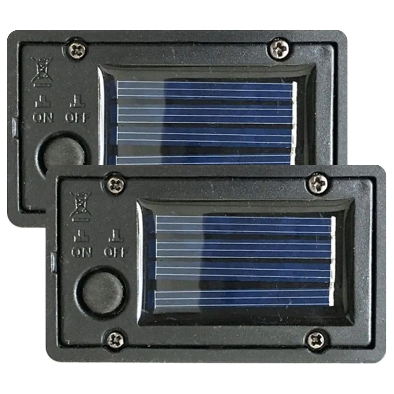 Hperu 2pcs Solar Batteries For Outdoor Solar Lights, Waterproof Battery Box Replacement,Solar Light Replacement Top, Replacement Solar Light Tops With Light Sensor,2.8x1.6