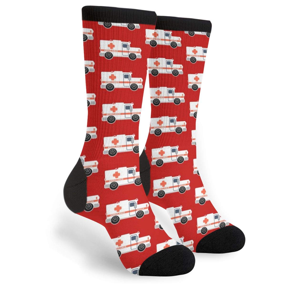 Pengyvv Unisex Ambulance Car Socks Running Novelty Crew Casual Funny Crazy Dress Gift Sock